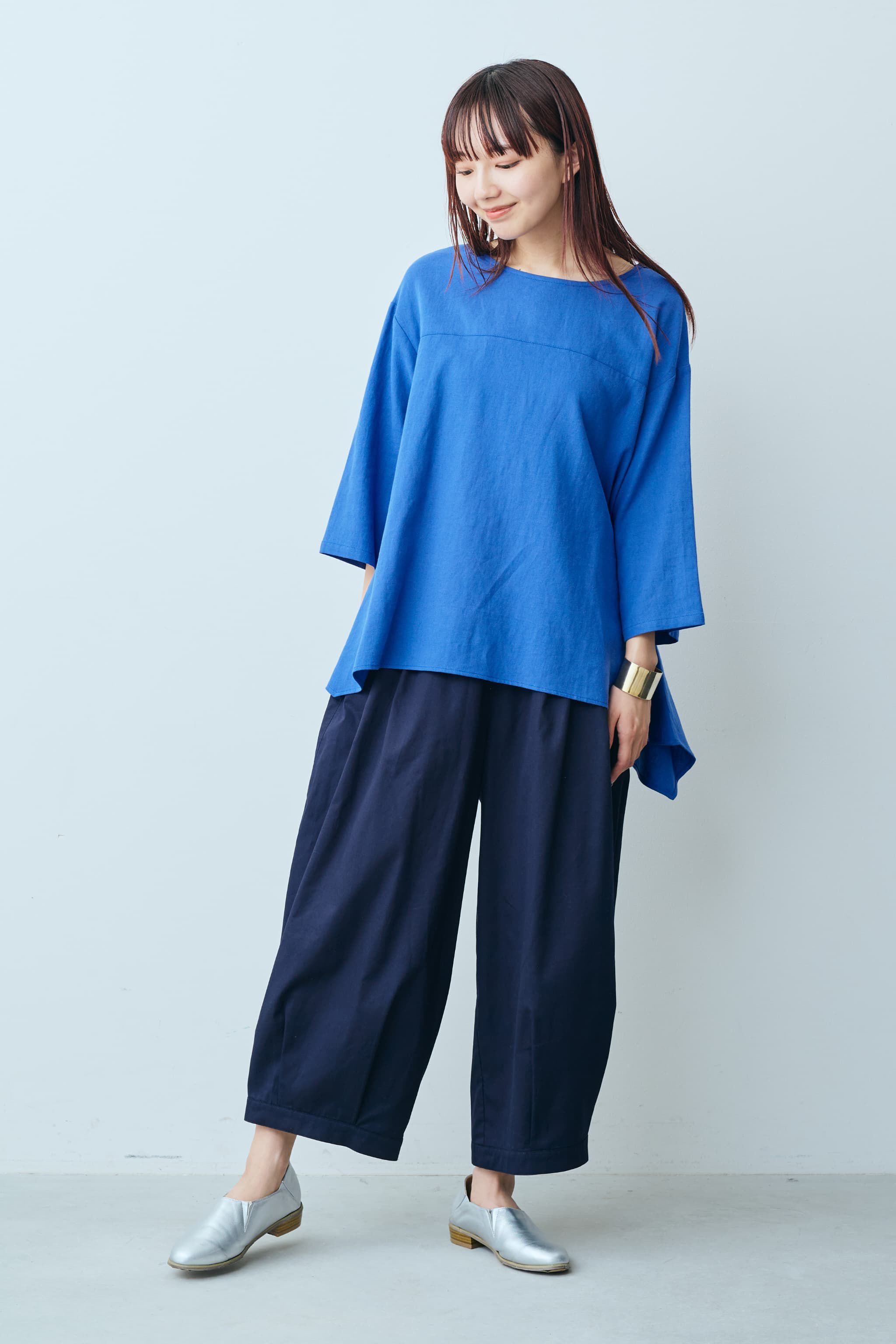 Live in  comfort|リブ イン コンフォート　Ｌｉｖｅ　Ｌｏｖｅ　ＣｏｔｔｏｎⓇプロジェクト　シルエットチェンジでコーデ自在な　ぷっかりコットンパンツ〈ネイビー〉
