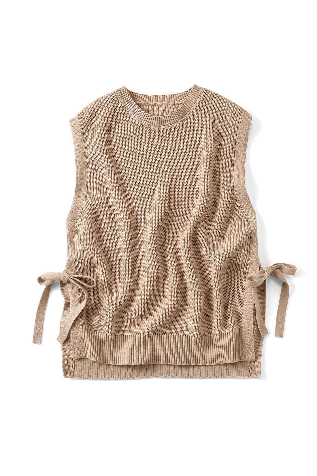 Live in  comfort|リブ イン コンフォート Live love cotton（R）プロジェクト コーデをアップデートできる オーガニックコットンニットベスト〈ベージュ〉