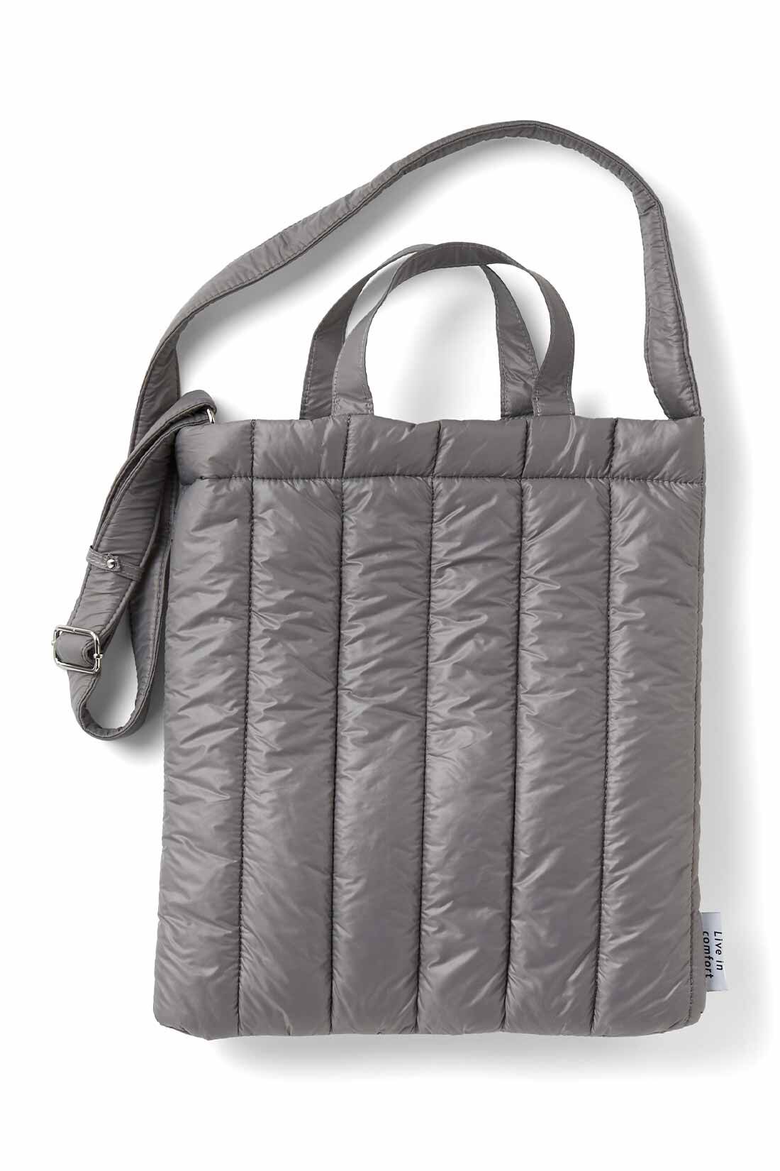 Live in  comfort|リブ イン コンフォート 軽やかに手ぶらでお出かけ！ ふかふかキルティングショルダーバッグ|〈グレー×パープル〉