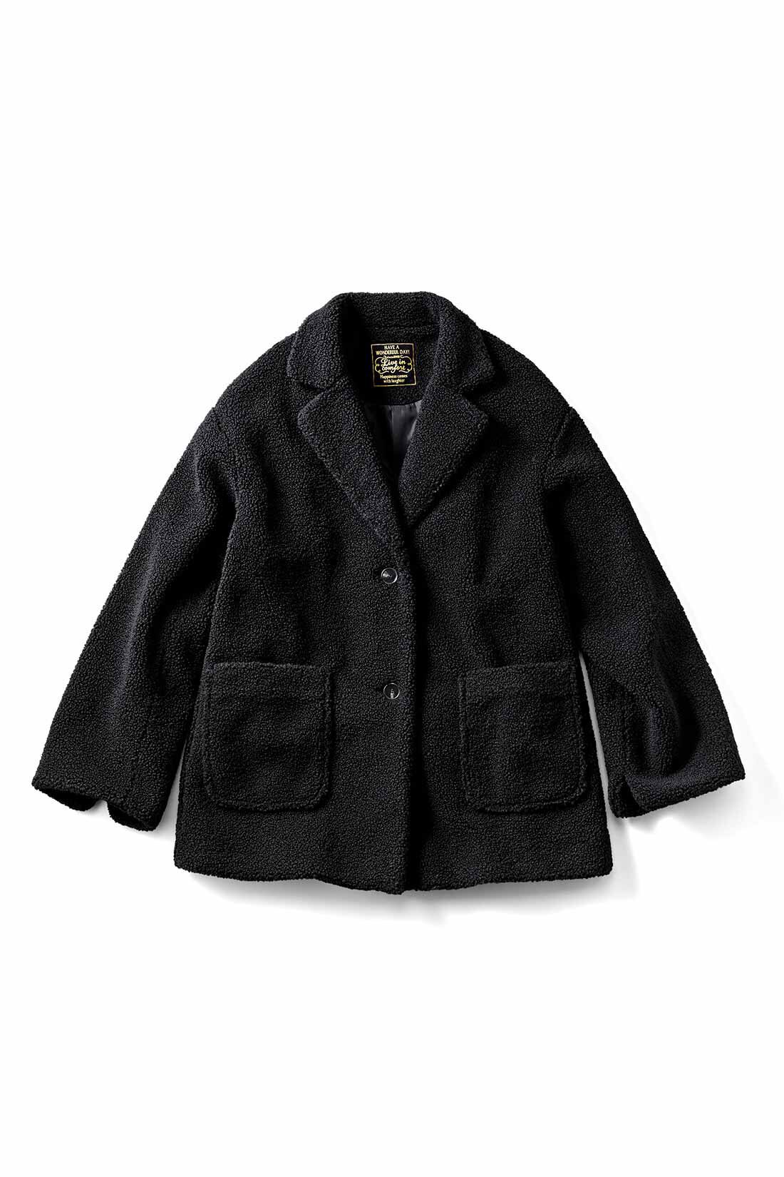 Live in  comfort|リブ イン コンフォート はまじとコラボ 着るだけでオシャレ見えする！ ボア素材のジャケットコート〈ブラック〉