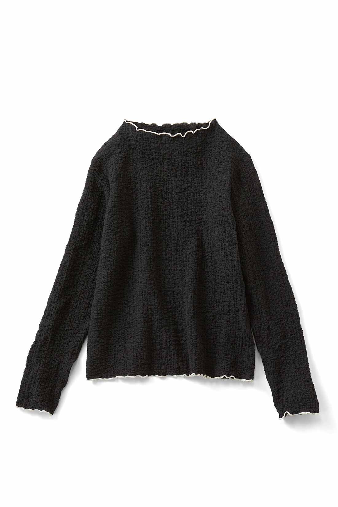 Live in  comfort|リブ イン コンフォート　ちょい足しでオシャレ度アップ！ コットン混のぽこぽこトップス〈ブラック〉|ブラック