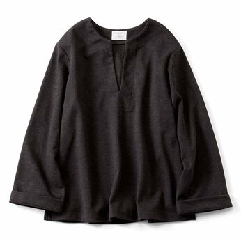 Live in  comfort | 微起毛 上品 カフタン トップス チャコールグレー