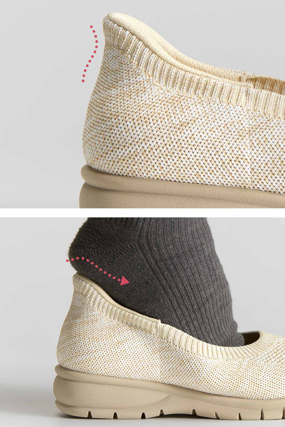Live in  comfort|リブ イン コンフォート 1秒でするんと履けて歩きやすい ニットスニーカーパンプス〈ブラック〉|かかと部分が靴べらみたいなデザインで、するっと履けて気持ちいい。※お届けするカラーとは異なります。