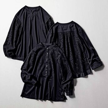 Live in  comfort | ブラックレースカットソープルオーバー　リブイン