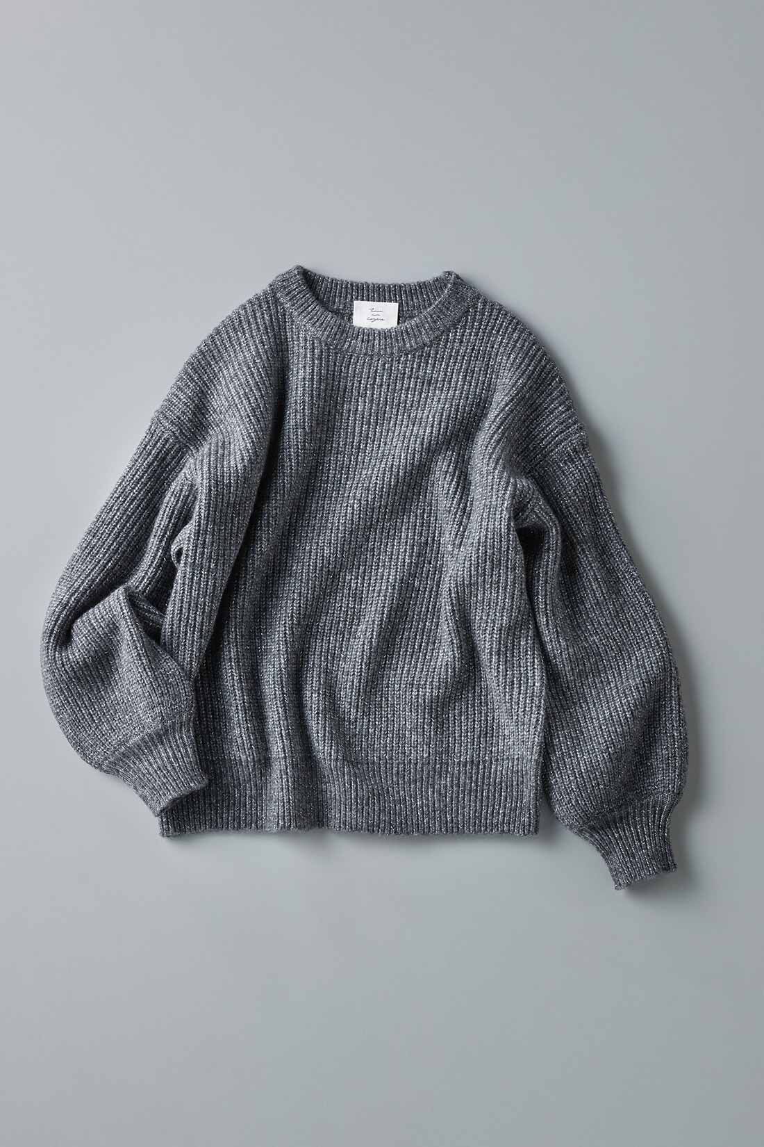 Live in  comfort|リブ イン コンフォート パッと着るだけで即華やぎ！ 大人ラメニットトップス〈チャコールグレー〉