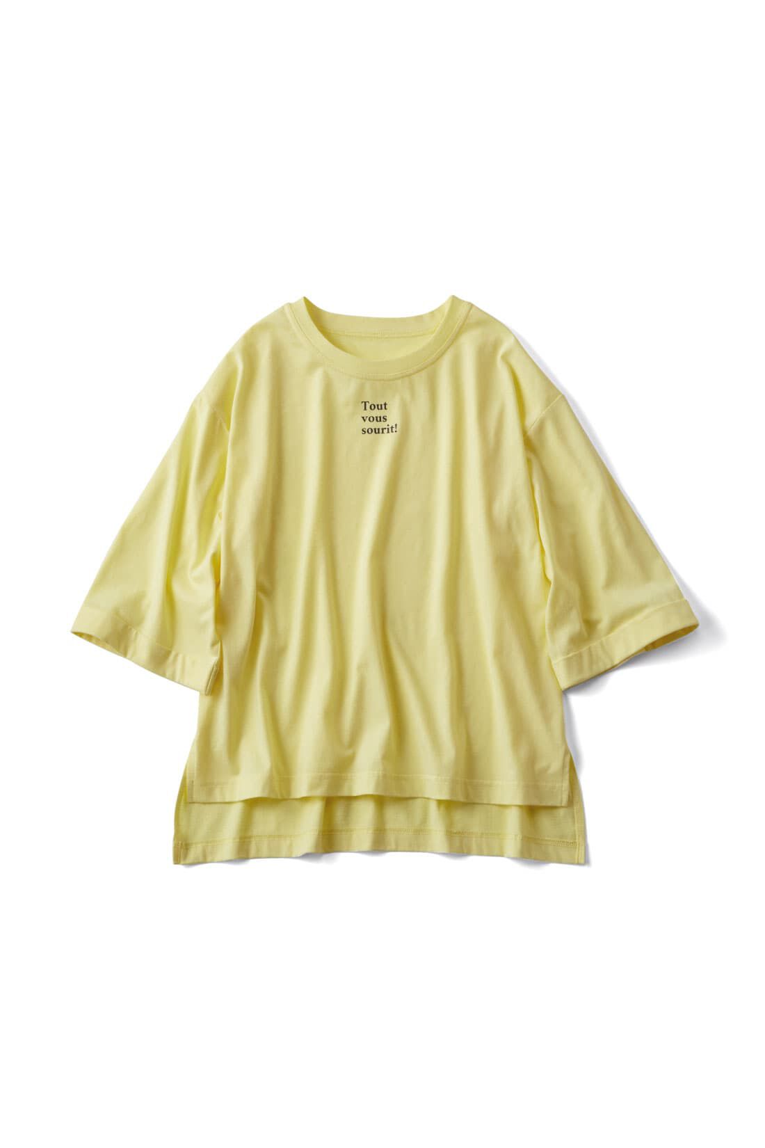 Live in  comfort|リブ イン コンフォート　Ｌｉｖｅ　Ｌｏｖｅ　ＣｏｔｔｏｎⓇプロジェクト　ロングシーズン使える　六分袖オーガニックコットンＴシャツ 〈イエロー〉|イエロー