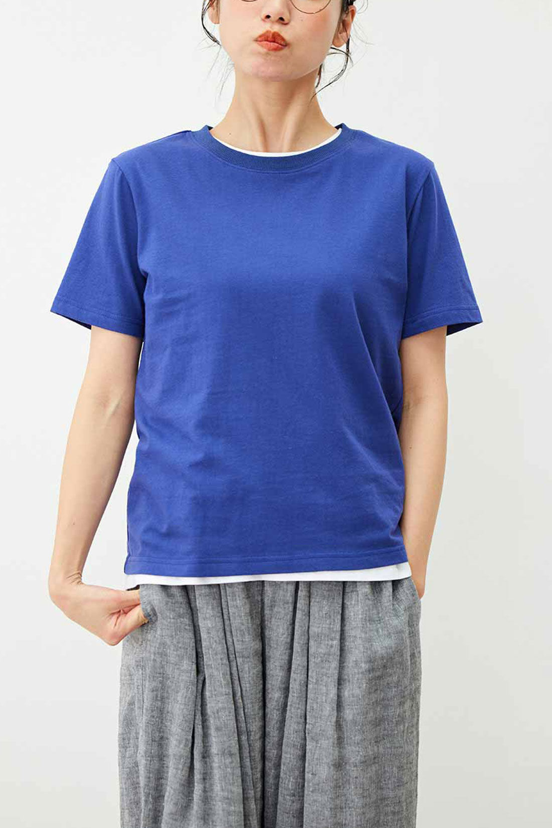 Live in  comfort|Live love cotton（R）プロジェクト リブ イン コンフォート きれいシルエットのパックTシャツ＆タンクトップセット〈パープル＆ブラック〉|これは参考画像です。お届けするカラーとは異なります。