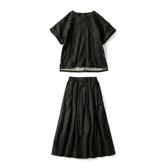Live in  comfort | ダブルガーゼ ドットスカートセットアップ〈ブラック〉〉【コーデ買い】