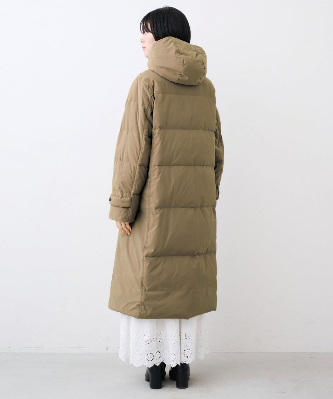 Live in  comfort|リブ イン コンフォート くぼっち★とコラボ 軽やかにこなれ見えする 撥水ロングダッフルダウンコート|身長：163cm　着用サイズ：MT