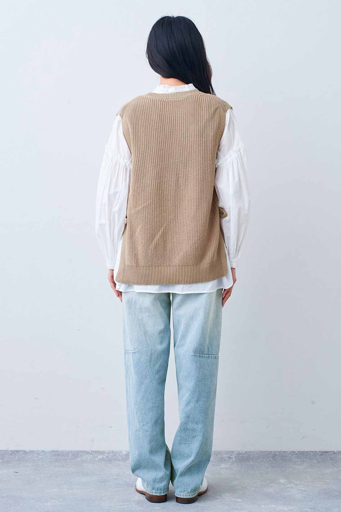 Live in  comfort|リブ イン コンフォート Live love cotton（R）プロジェクト コーデをアップデートできる オーガニックコットンニットベスト〈ベージュ〉
