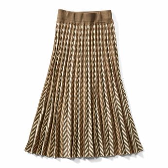 Live in comfort［リブインコンフォート］ | ヘリンボーン柄プリーツニットスカート〈ＢＥ〉