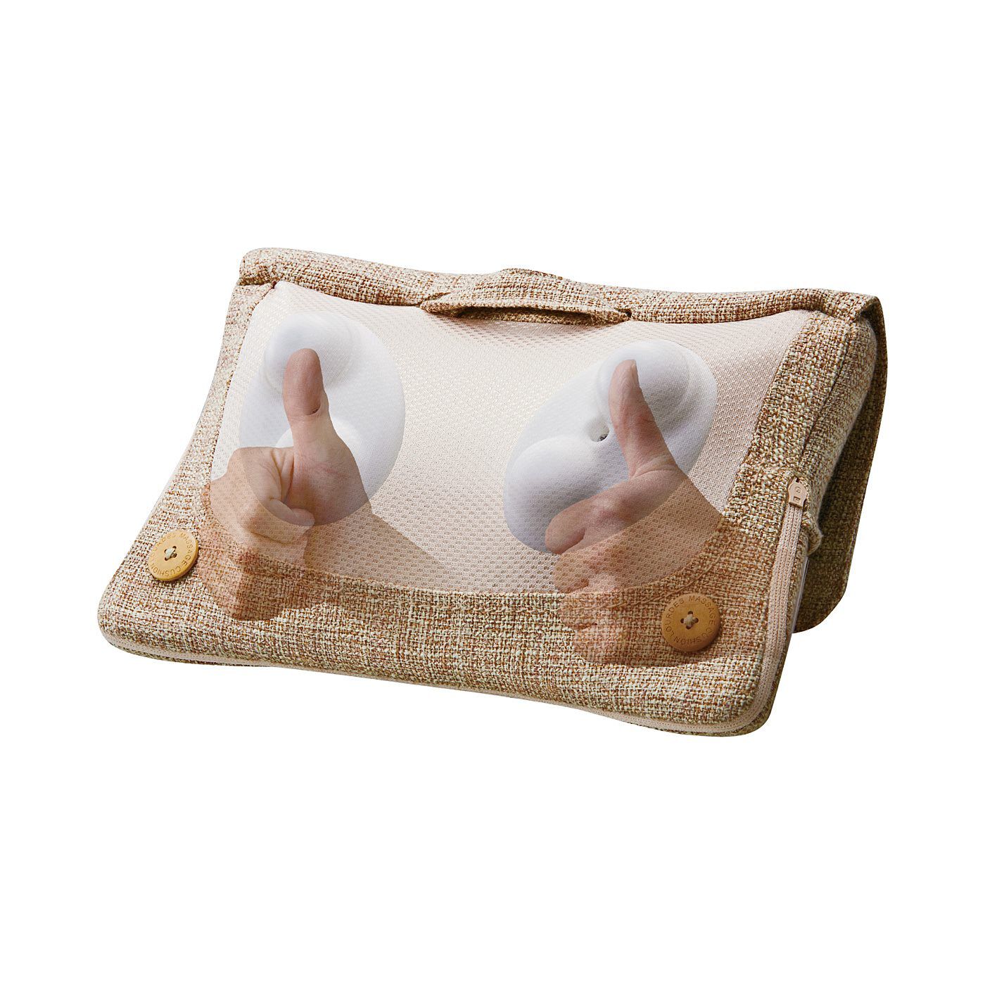 flufeel|コンパクトなのに本格的　全身の凝りをほぐす　マッサージクッションミニ〈ブラック〉|まるでプロの施術のようなもみ玉の動き。※写真は〈ベージュ〉です。