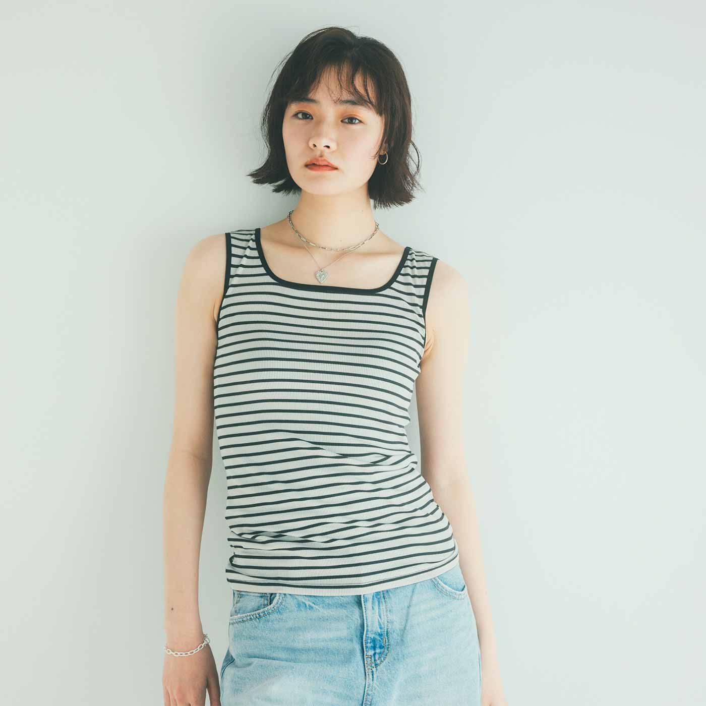 flufeel|秘密のシェイプですっきり 計算された知的見え ボーダー柄ブラタンクの会