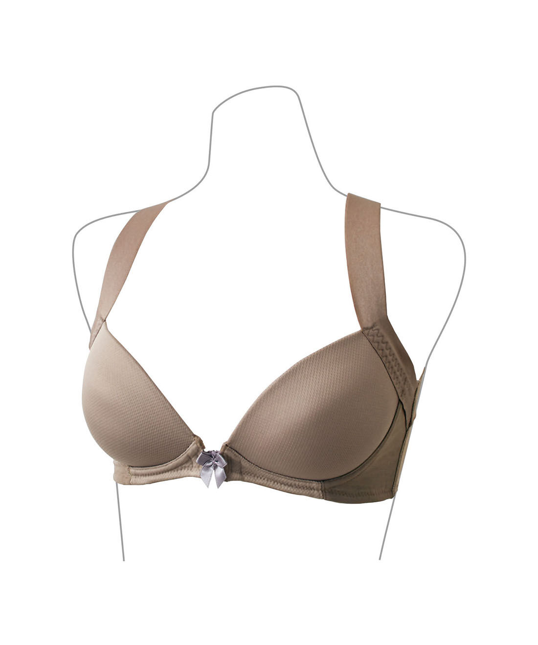 flufeel|肩甲骨をらくらく意識で背筋ピン！ ノンワイヤーヨガ気分ブラ〈吸汗速乾／フロントオープン〉の会|【表面】着脱らくらくフロントホック仕様。