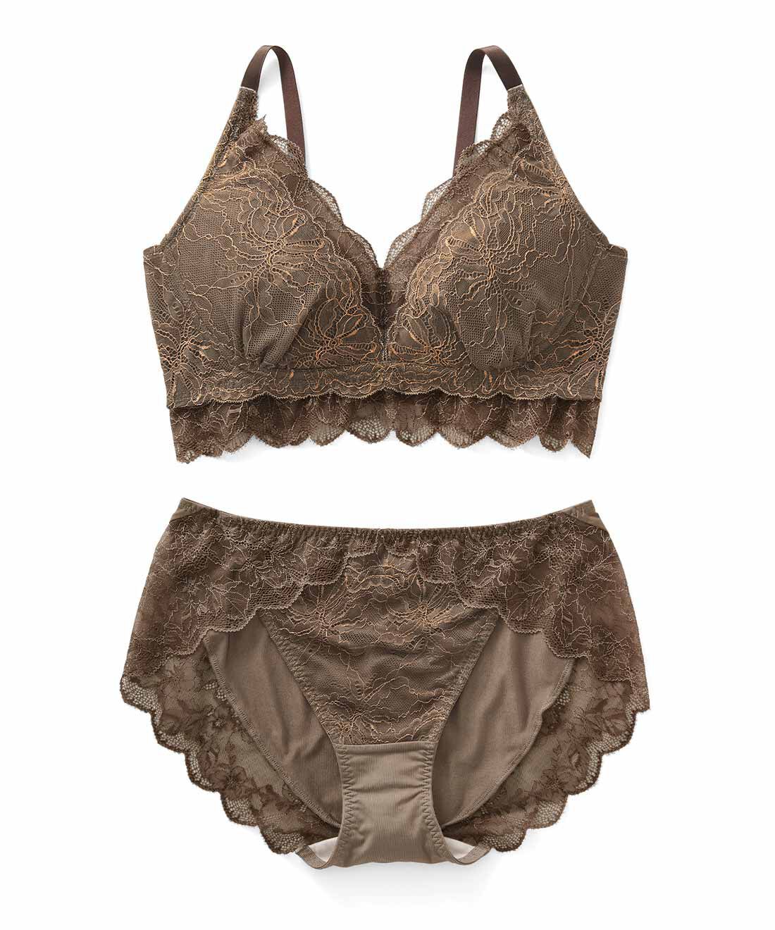 flufeel|肌にシルクのご褒美を 澄んだ夜空に願いを込めて ラメ糸が織りなすきらめきのブラ＆ショーツの会|〈セピアブラウン〉