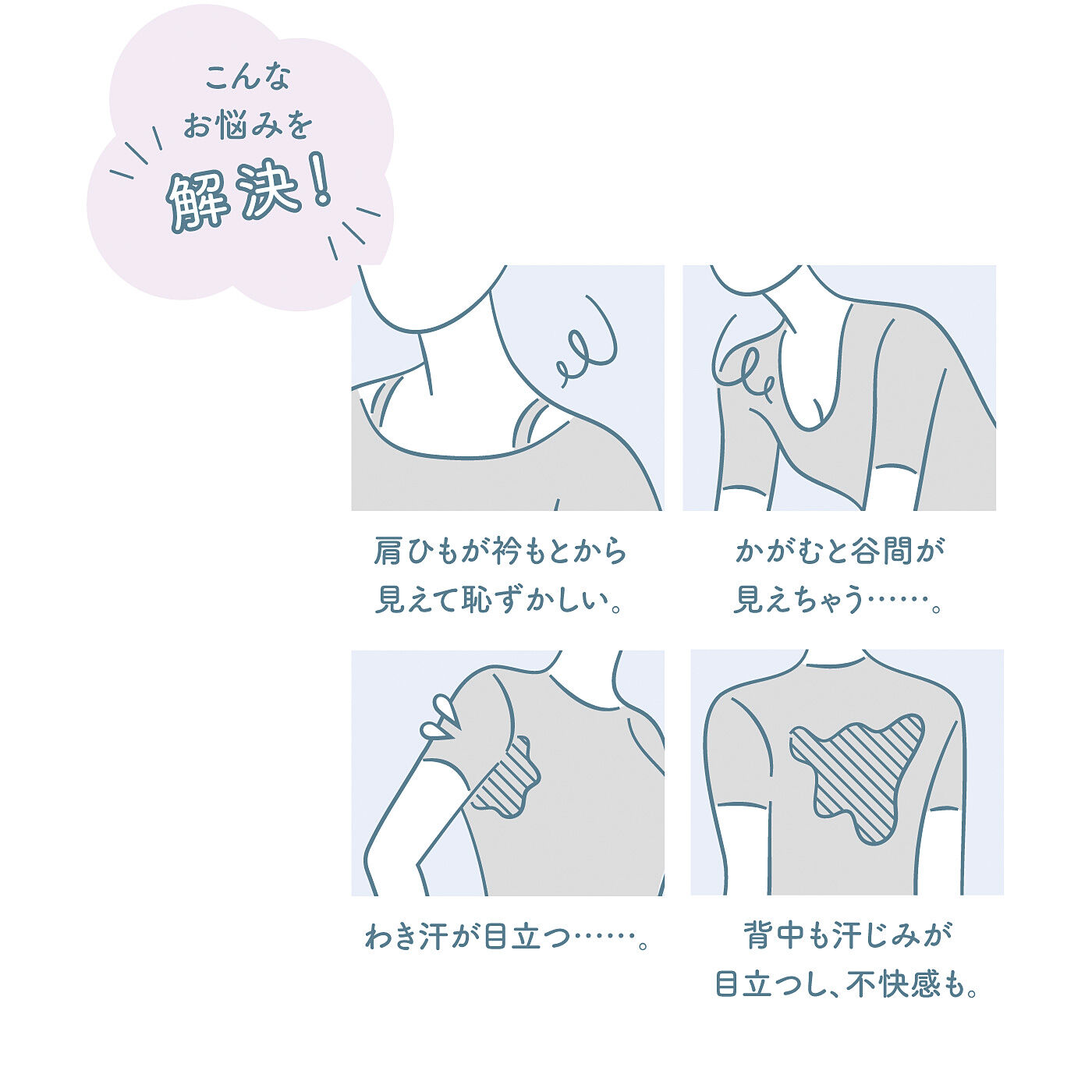 flufeel|肩ひも・谷間のちら見え防止！　わき・背中汗もカバーで安心　吸汗速乾ブラインナーの会