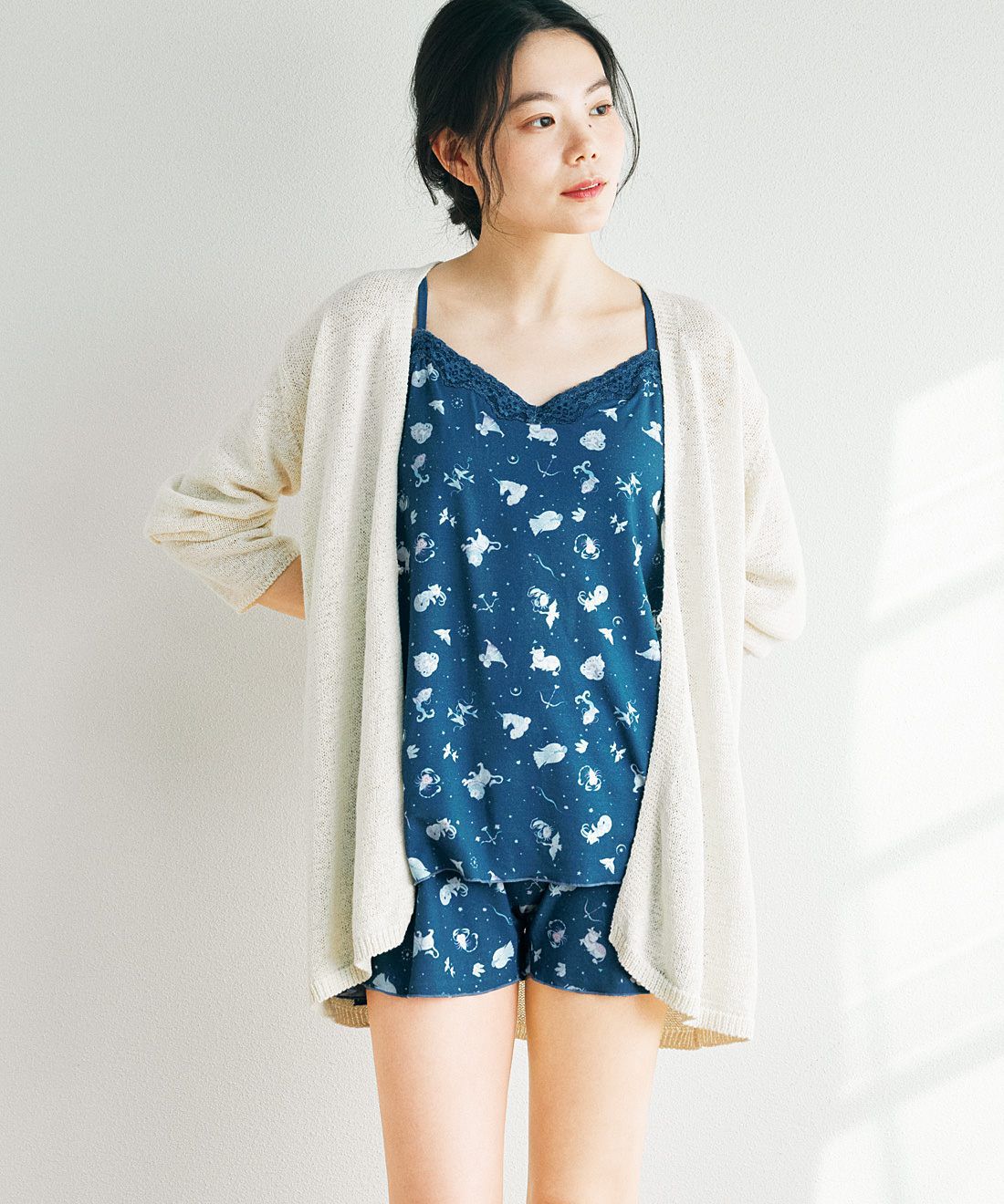 flufeel|たけいみき×flufeel　お守りのような星座たちと夢見る夜のフレアブラキャミ＆ショーツ〈ＬＬ・３Ｌ〉の会