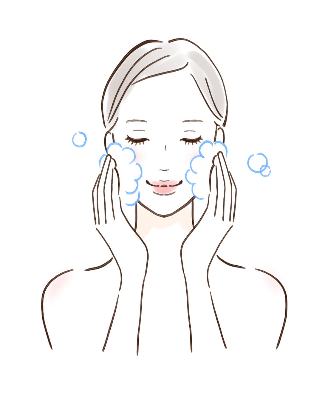 flufeel|フェイスケア中に表情筋もトレーニング シートマスク用EMS|1.洗顔してメイクや汚れを落とし清潔な状態にします。