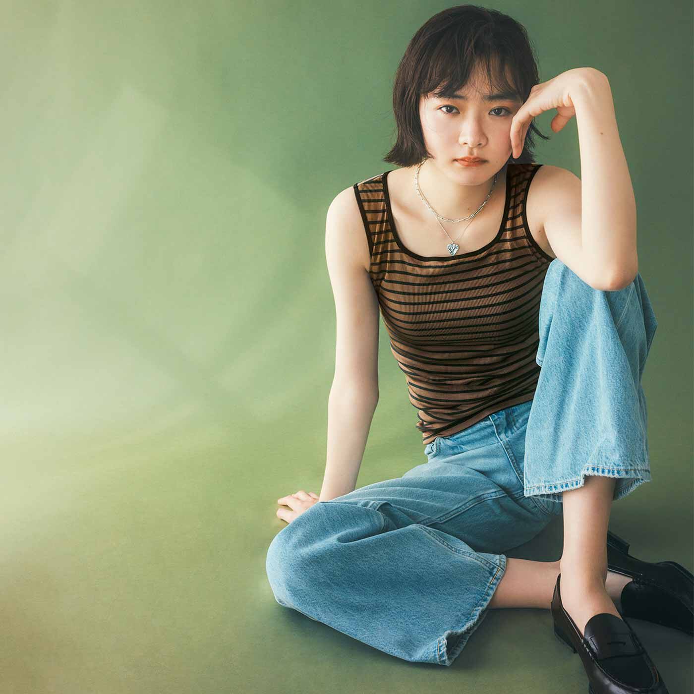 flufeel|秘密のシェイプですっきり 計算された知的見え ボーダー柄ブラタンクの会