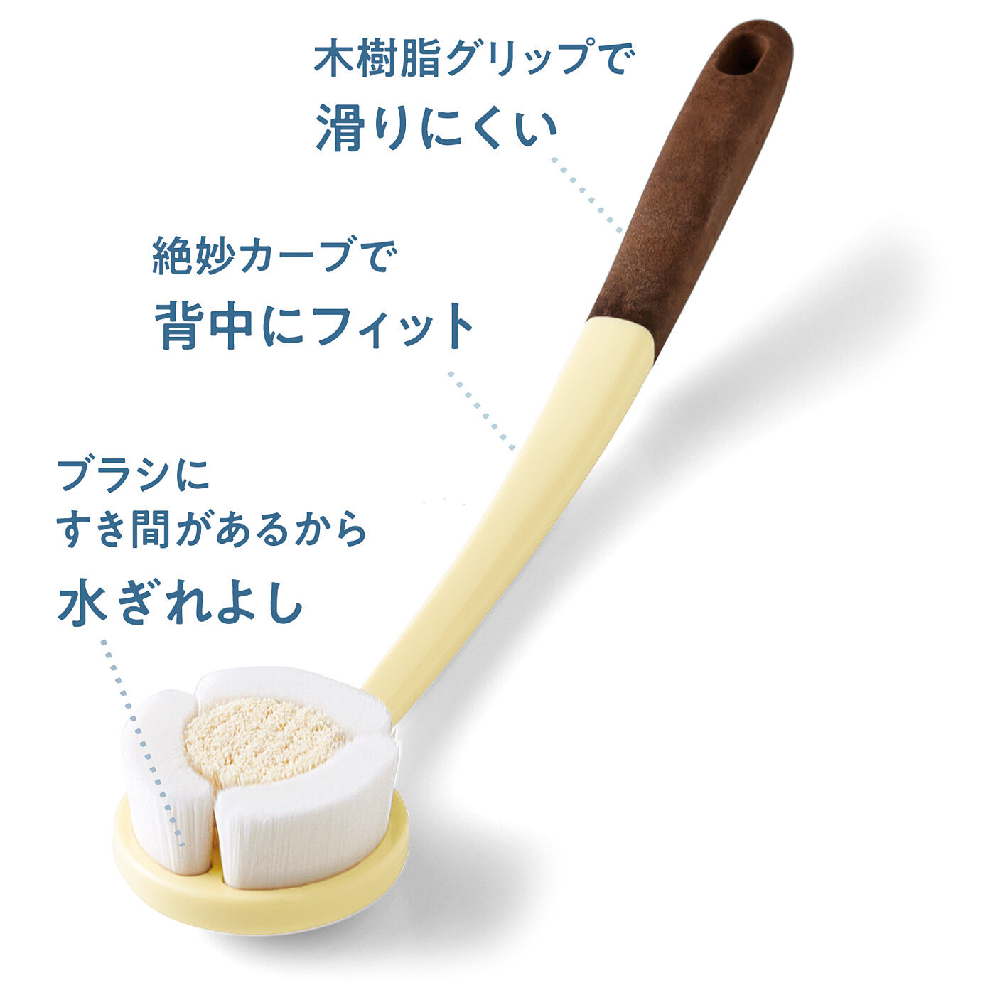 flufeel|極細毛先で汚れにとどく　肌当たりもっちり国産ボディーブラシ〈クリーム〉