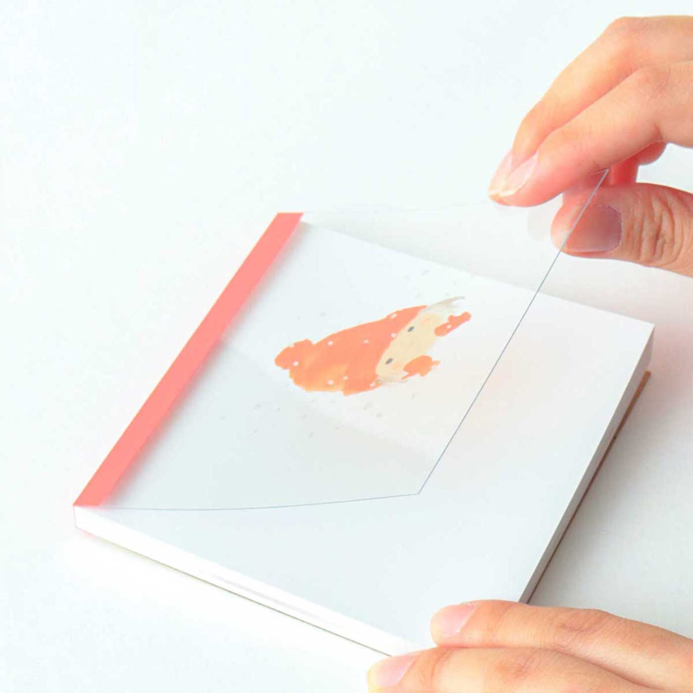 フェリシモの雑貨 Kraso|【いわさきちひろ】スクエアメモパッド＆透明フレームカード〈封筒付き〉の会|メモパッドは、透明な表紙に絵柄が印刷されています。