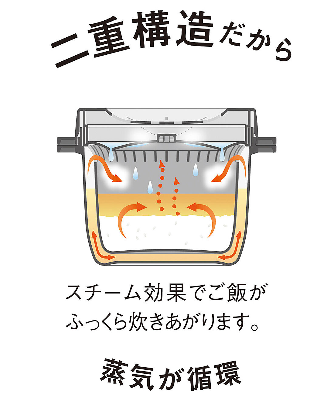 フェリシモの雑貨Kraso［クラソ］|エスキューブキッチンズ　2重容器で蒸気が循環　電子レンジでふっくら炊ける　スチームライスクッカー〈1合用〉