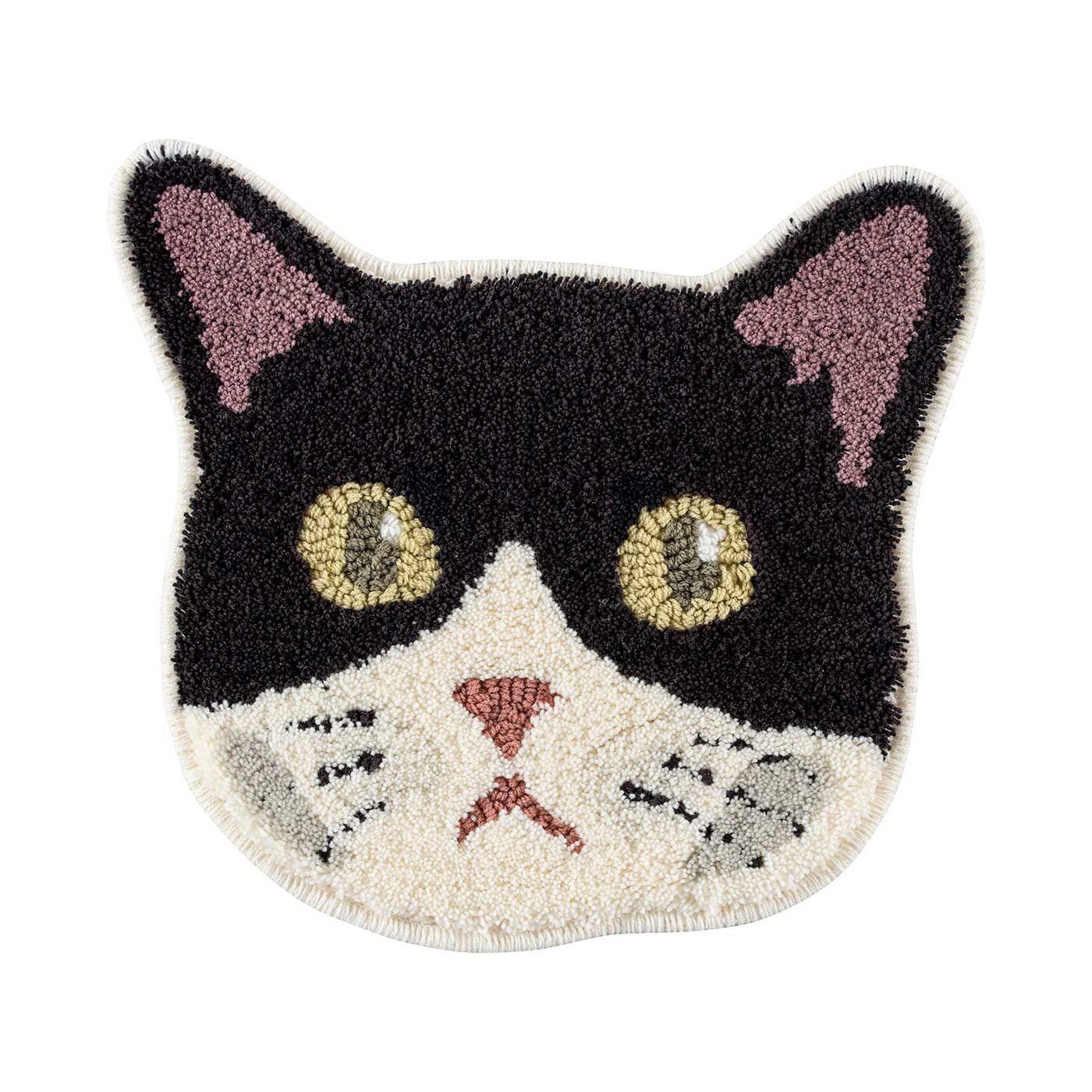 フェリシモの雑貨 Kraso|防ダニ・すべり止め 洗える猫の顔マット〈ネコカオ〉|お申込みタイプ１：ハチワレ