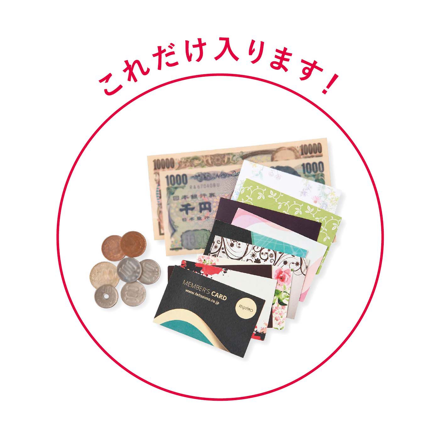 フェリシモの雑貨 Kraso|W縁起で開運引き寄せ　有職文様（ゆうそくもんよう）と果物モチーフの七つ福二つ折り財布の会