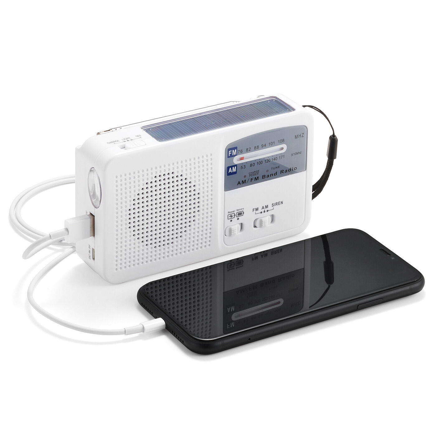フェリシモの雑貨 Kraso|ひとつで6役！　スマホ充電もおまかせ LEDライト付き 手のひらサイズのコンパクトソーラーラジオ