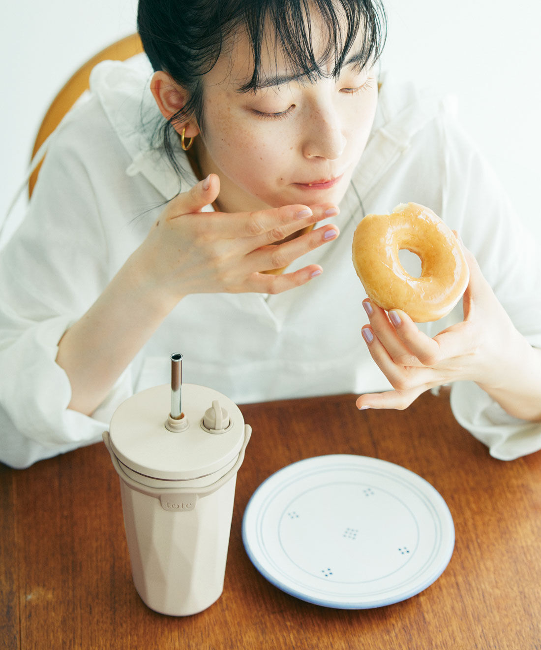 フェリシモの雑貨Kraso［クラソ］|いつでも携帯＆サッと飲めるストロー付き真空断熱タンブラー〈アイボリー〉