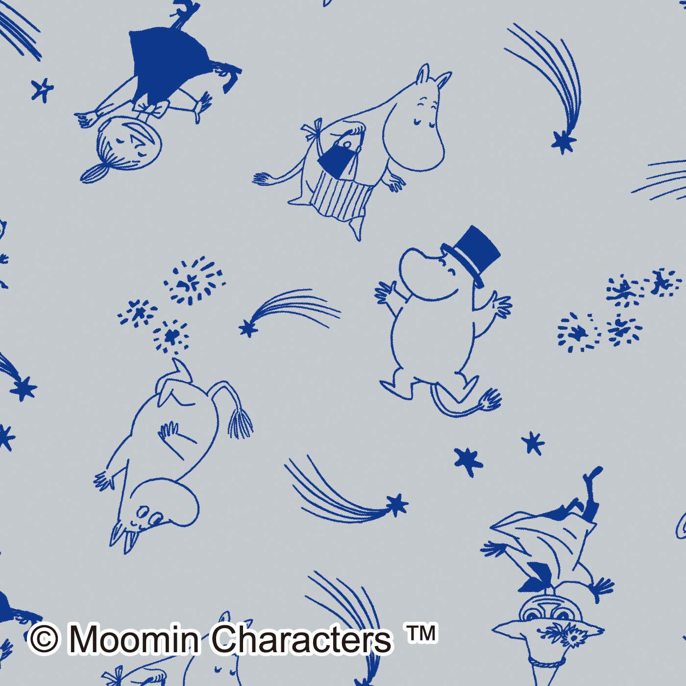 フェリシモの雑貨 Kraso|MOOMIN　ムーミン谷に星降る夜 小銭が見やすい長財布|月光みたいなシルバーグレーの内生地には、楽しそうに踊るムーミン一家と星たちの柄入り。