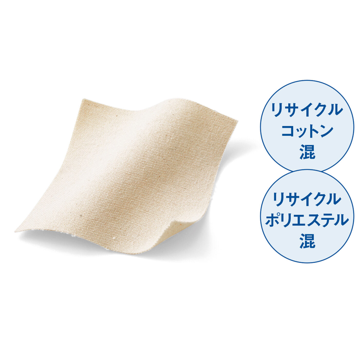 フェリシモの雑貨 Kraso|UP.de　リサイクルコットン混生地で作った　背の高さが自慢　保冷保温ランチトート|製品を作る際にできる端材を集めてリサイクルしたコットンと、おもにペットボトルを原料としたリサイクルポリエステルを織り上げたキャンバス生地。やわらかな生地感やニュアンスのあるムラ感がおしゃれな印象です。