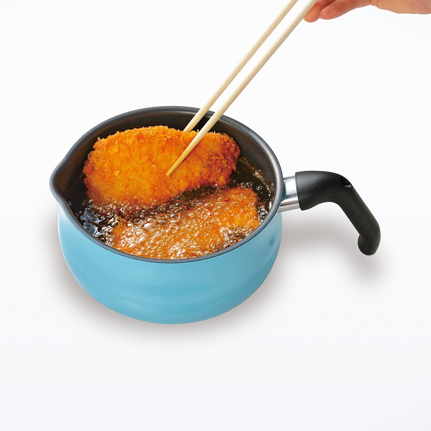 フェリシモの雑貨Kraso［クラソ］|焼き魚やいため物がぐっとスムーズ　7通りに使える　底面広めのマルチパン2.5L〈ライトブルー〉|揚げる。