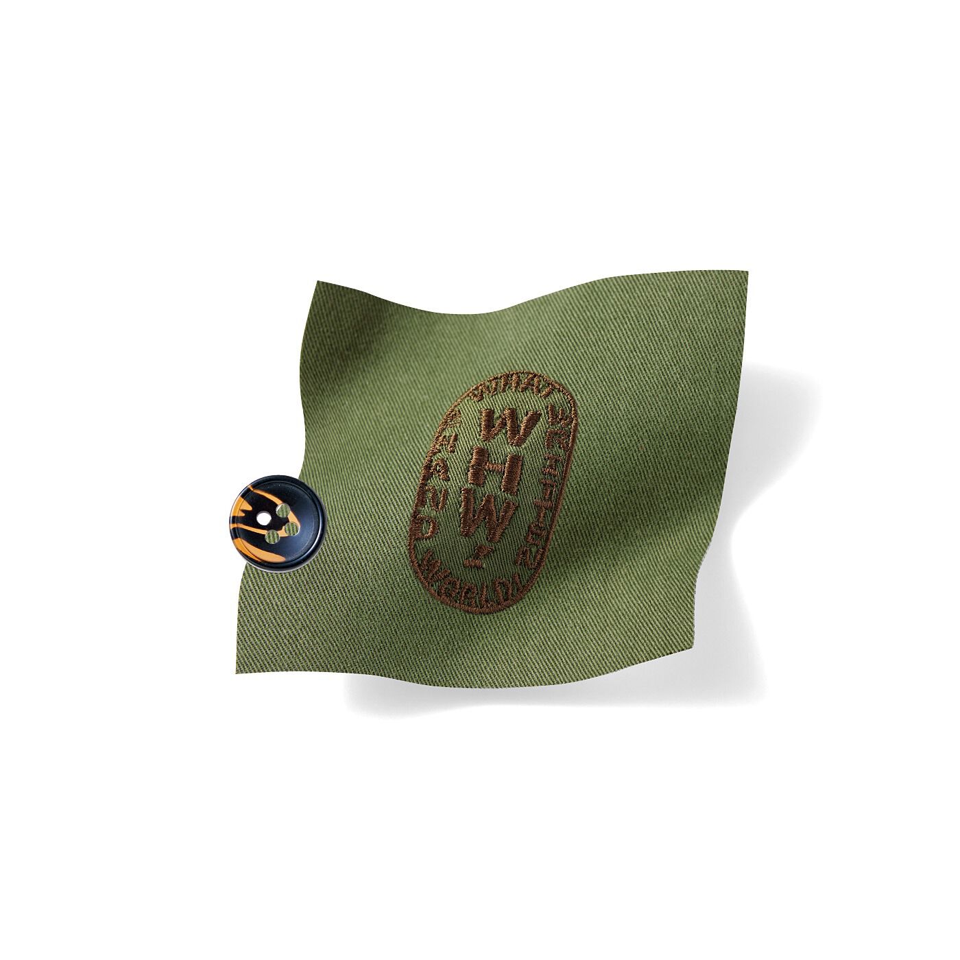 フェリシモの雑貨 Kraso|手描きのプロWHW！と作った　タフに使えるワークシャツ〈オリーブグリーン〉|目の詰まった綿100％のしっかりした生地。