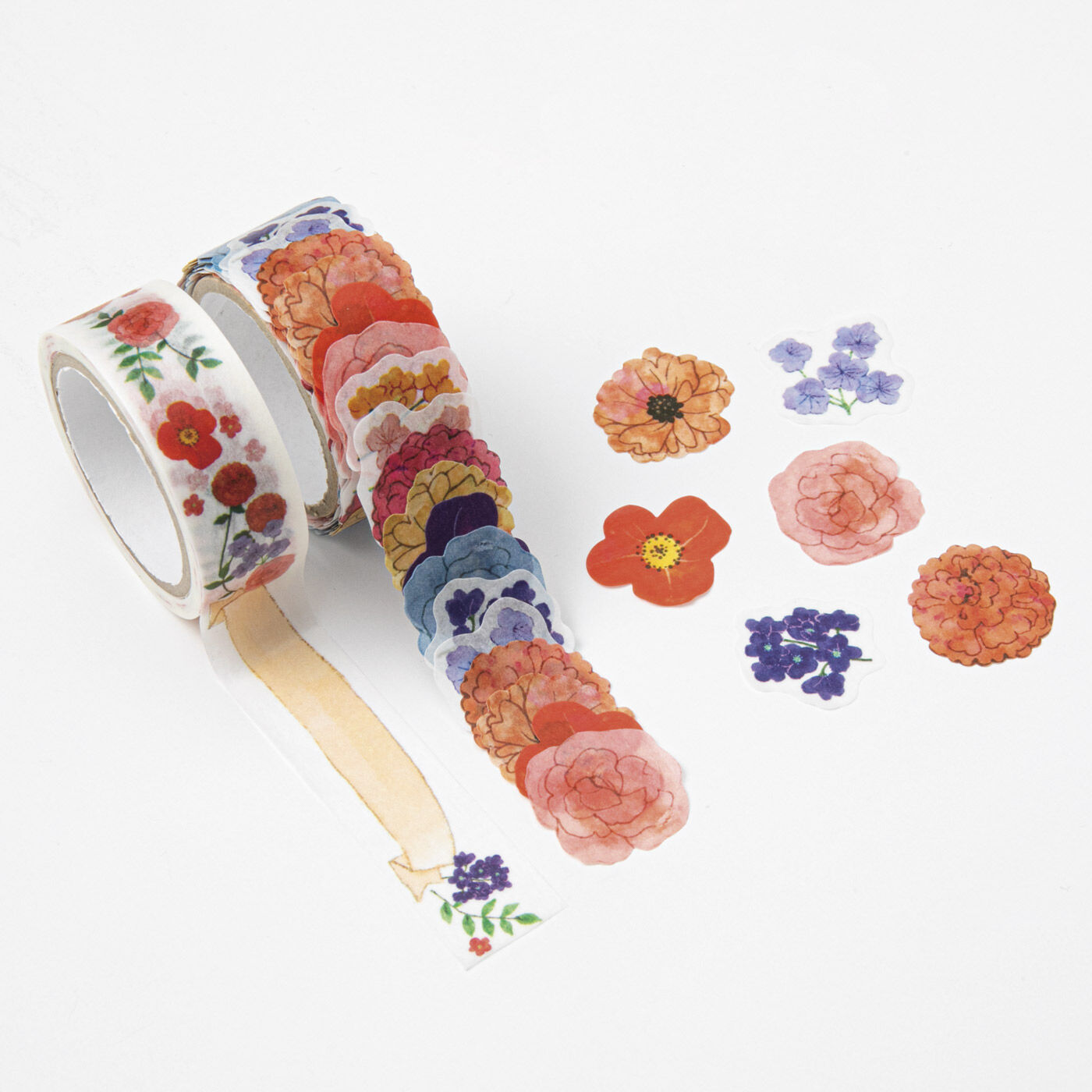 フェリシモの雑貨 Kraso|ガラフル　まきまきフレークシール＆マスキングテープの会|〈Happy Birthday Flowers〉
