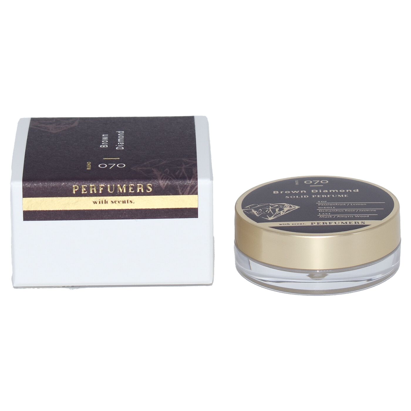 フェリシモの雑貨 Kraso|PERFUMERS  ソリッドパフュームの会|〈ブラウンダイアモンド〉配合した香りの数は70種類。