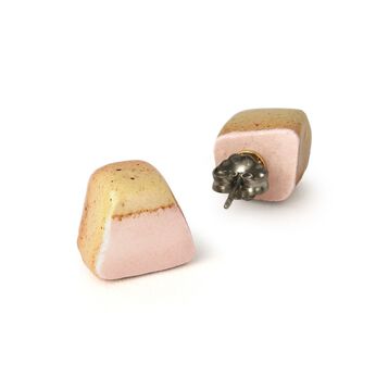 益子焼陶片アクセサリーイヤアクセ〈桃〉