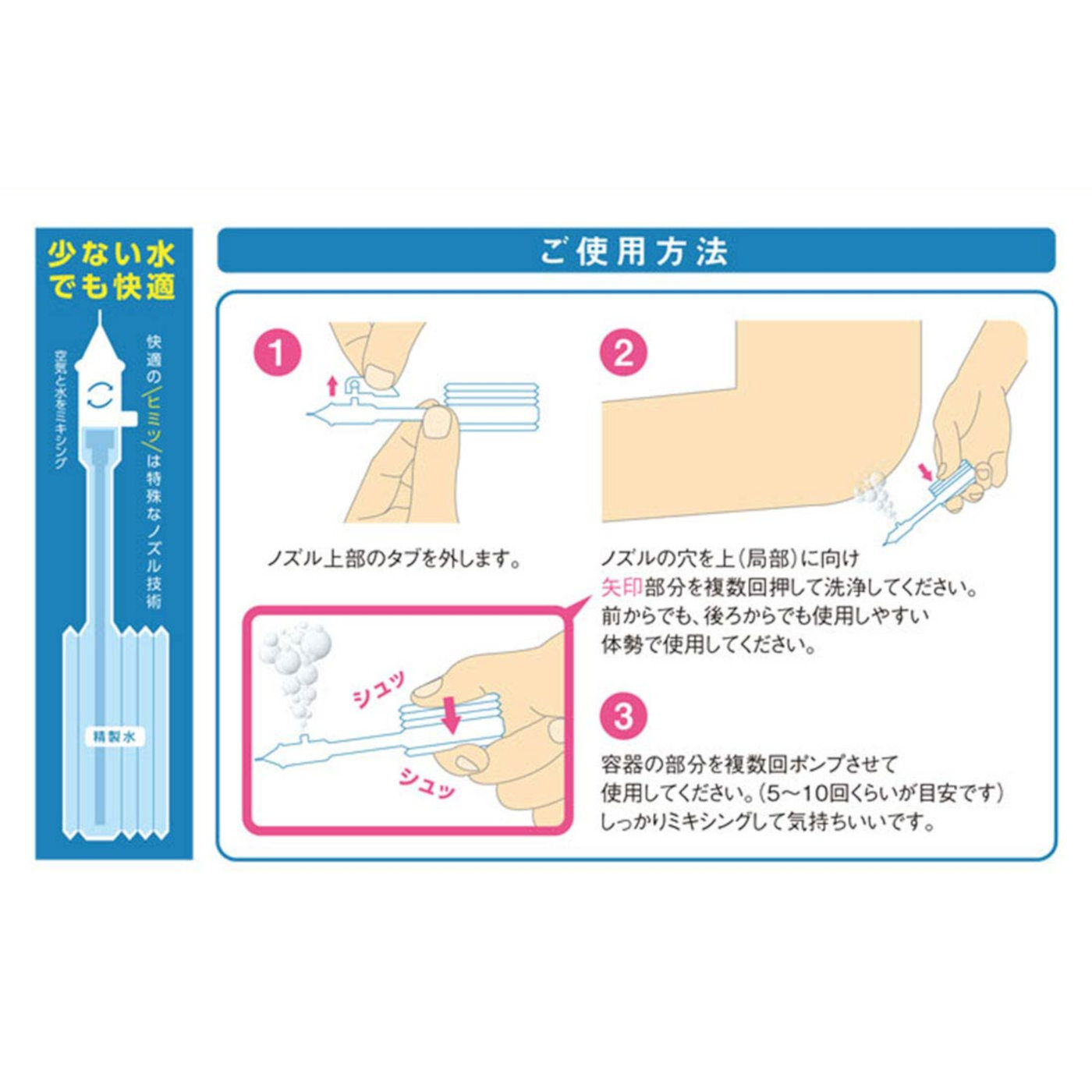 フェリシモの雑貨 Kraso|外出先でも安心　ポケットに入る携帯用おしり洗浄器　おしりシャワシャワ２箱セットの会