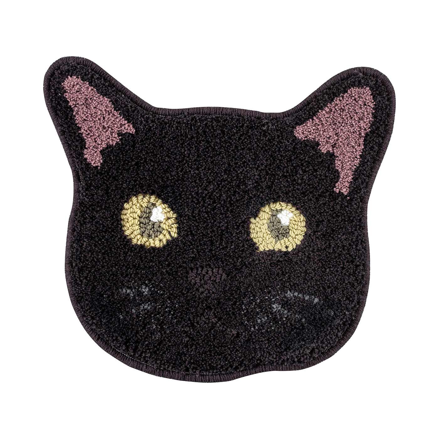 フェリシモの雑貨 Kraso|防ダニ・すべり止め 洗える猫の顔マット〈ネコカオ〉|お申込みタイプ２：クロ