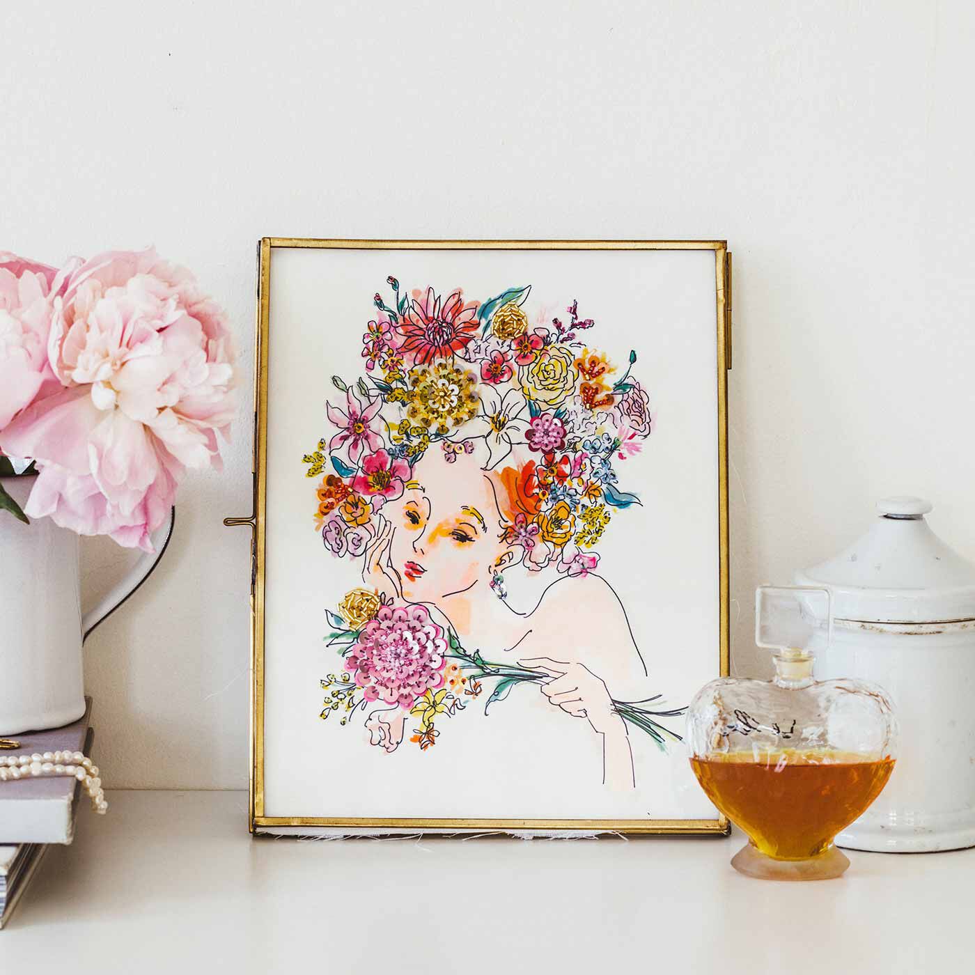 Couturier|【タイプが選べる】ファッション誌の挿し絵みたい　スパンコールとビーズのデコ刺しゅう