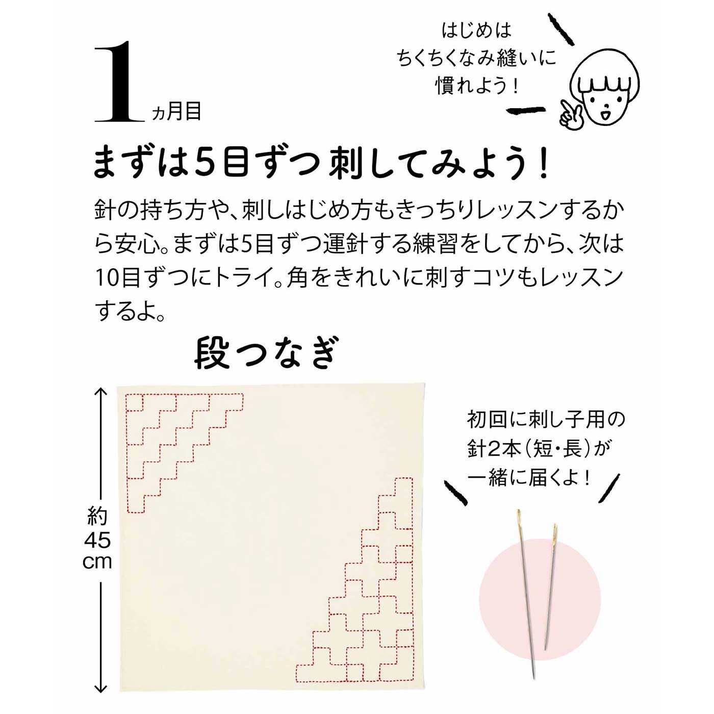 Couturier|【初回特別価格　6回エントリー】はじめてさんのきほんのき ちくちく刺し子のてとりあしとりレッスンの会