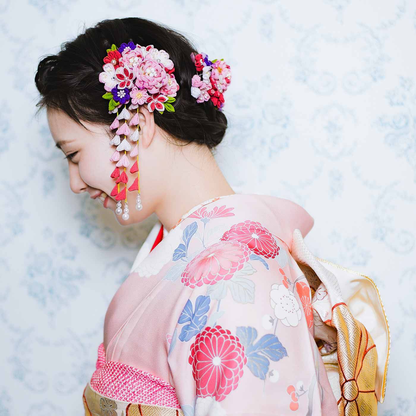 Couturier[クチュリエ]|晴れの日に華を添える つまみ細工の髪飾りの会〈桃色〉|着物に合わせて色を選んで。