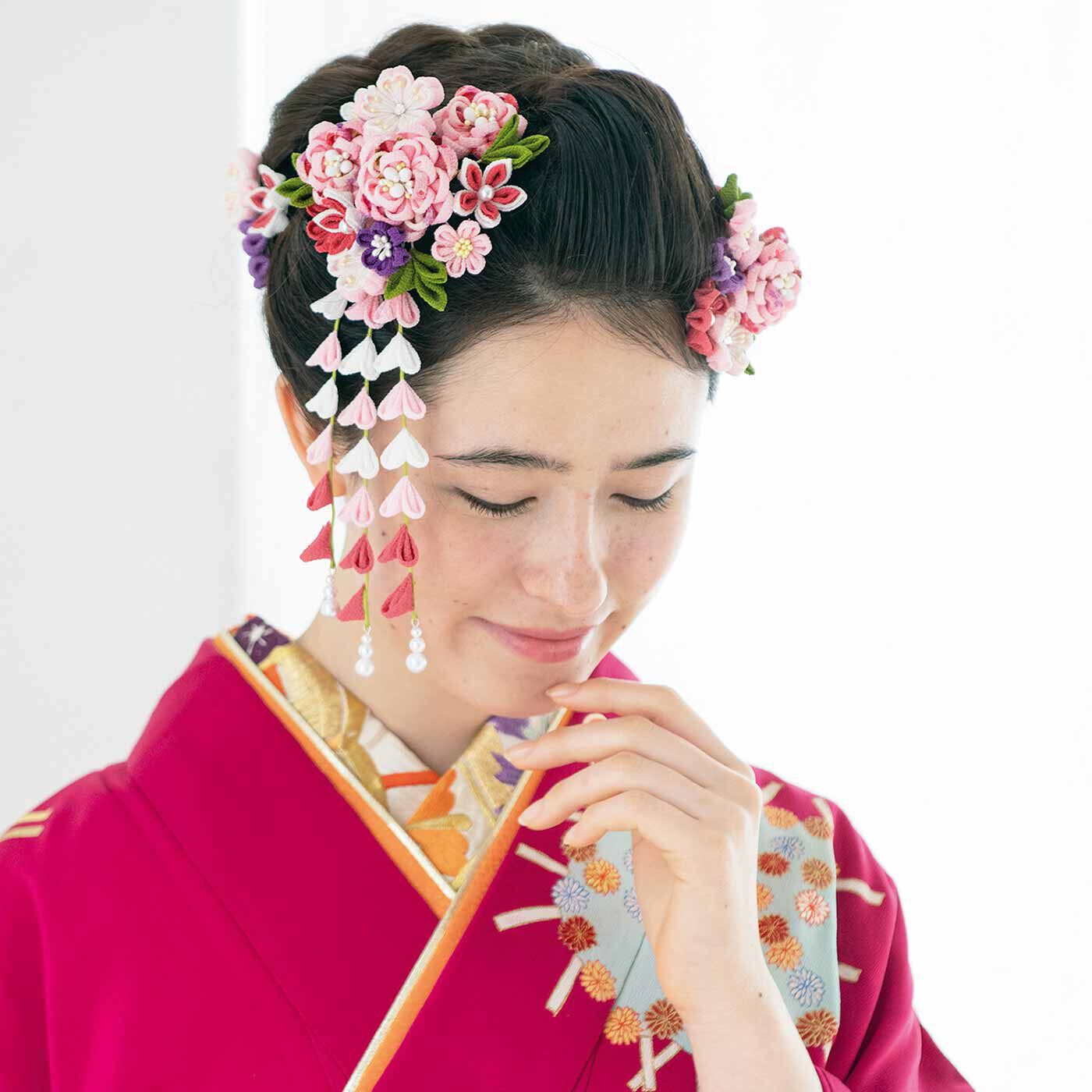 Couturier[クチュリエ]|晴れの日に華を添える つまみ細工の髪飾りの会〈桃色〉|成人式の振袖に手づくりのかんざしで華をそえて。