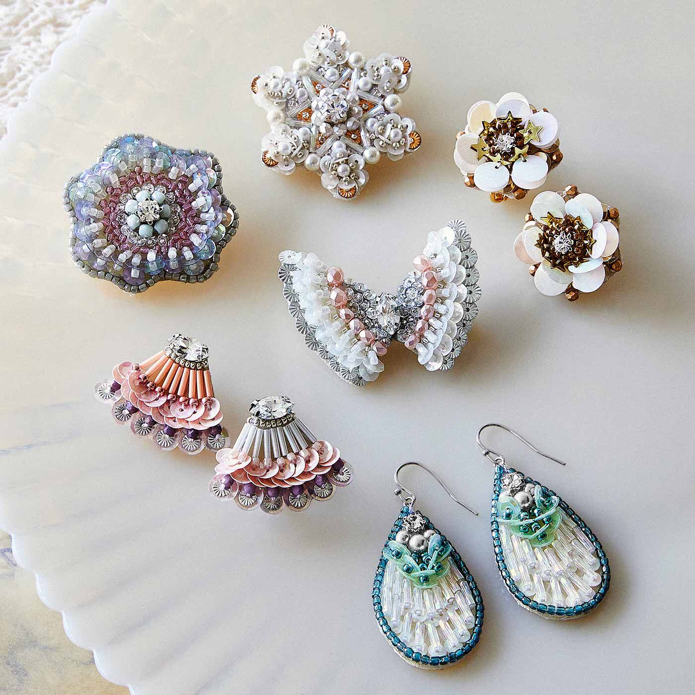 Couturier[クチュリエ]|【タイプが選べる】スパンコールの華麗な彩りと輝き オートクチュールビーズ刺しゅうアクセサリー