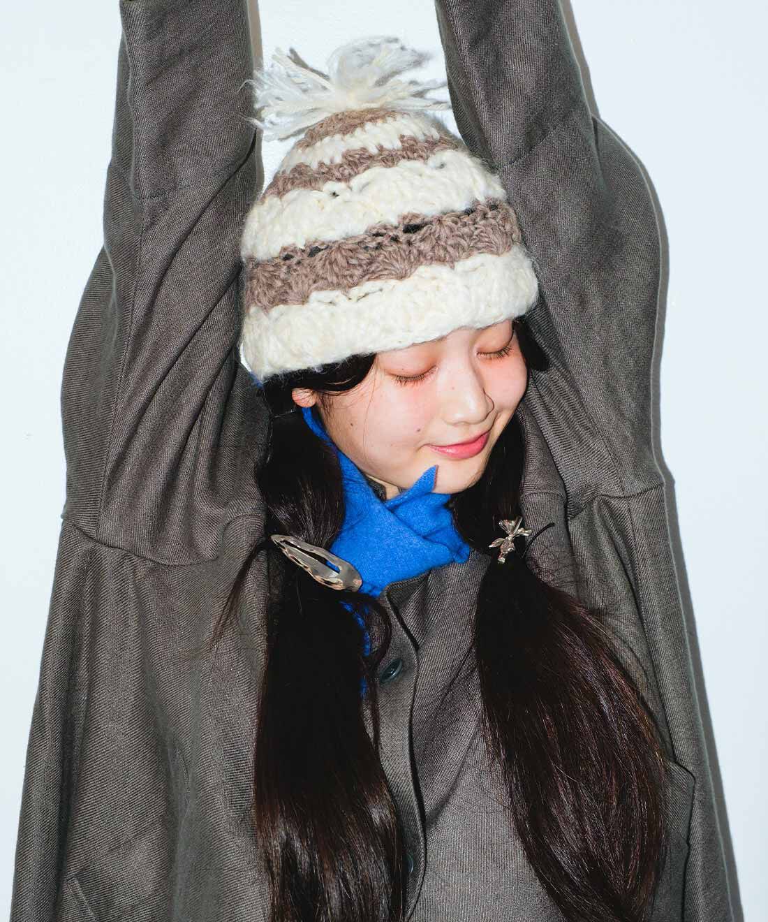 Couturier|MISU A BARBE×クチュリエ 韓国のトレンドヘッドピース かぎ針編みのWide ruled hat〈シンプル〉