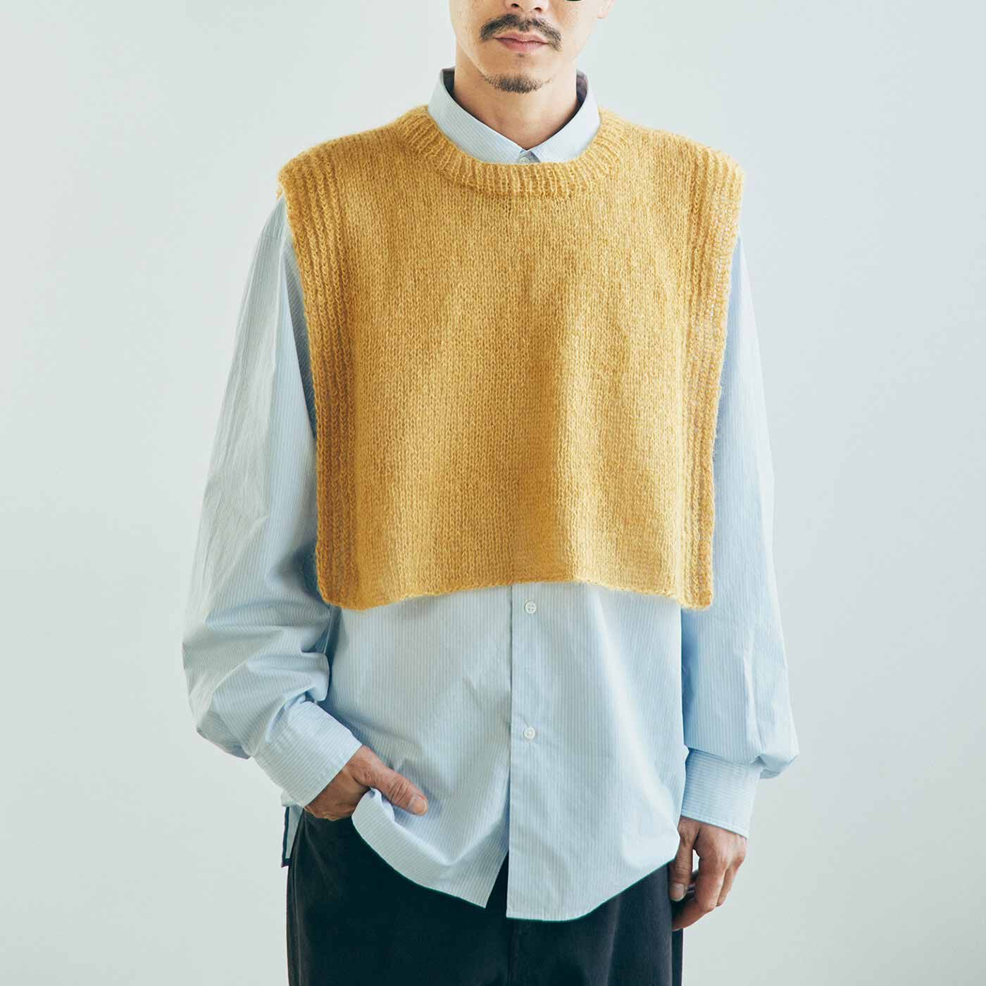 Couturier|ROWAN×amuhibi はじめてさんの「着るもの」シリーズ シルク混モヘアのサイドオープンベスト〈イエロー/Lサイズ〉
