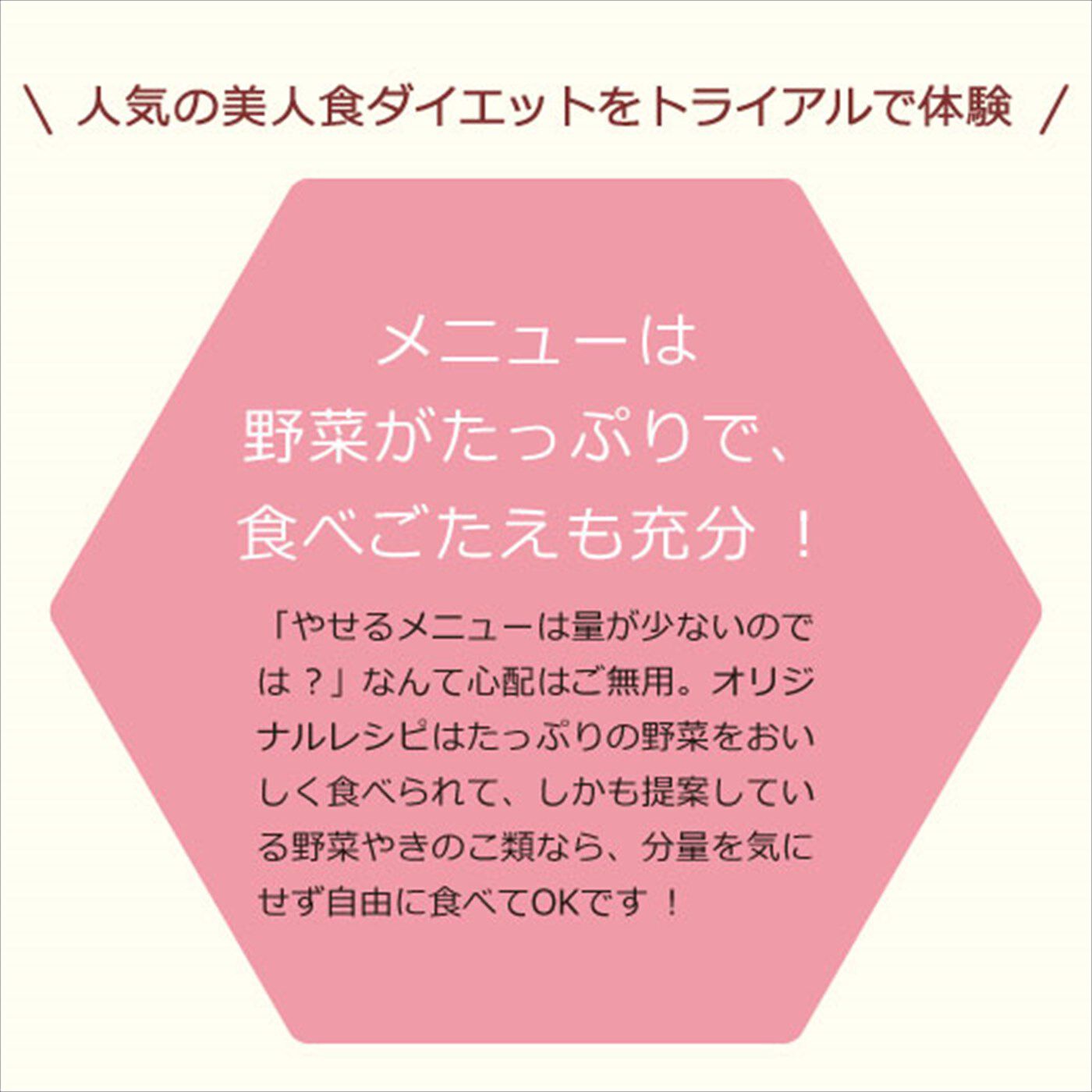 ミニツク|ダイエットクリエイター大場ケイ子先生が教える美人食ダイエットダイアリープログラム トライアル|メニューは野菜がたっぷりで、食べごたえも充分！