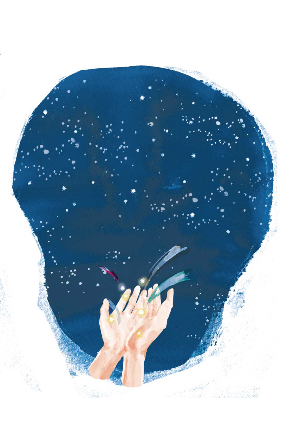 ミニツク|指先が華奢（きゃしゃ）に輝く 集めてまとう星屑リングの会|「満点の星空から降るように手に届く、私のための特別な星々」をテーマに描き下ろしていただいたイラスト台紙とお届けします。