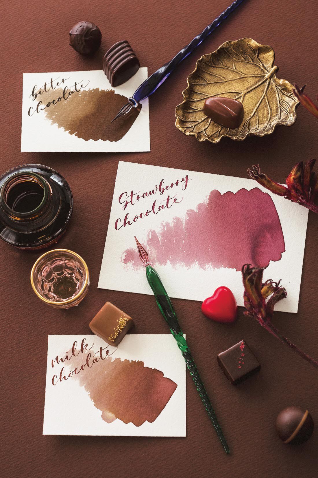 ミニツク|KobeＩＮＫ物語×felissimo chocolate museum おいしそうなチョコレート色のインク〈ストロベリーチョコレート色〉