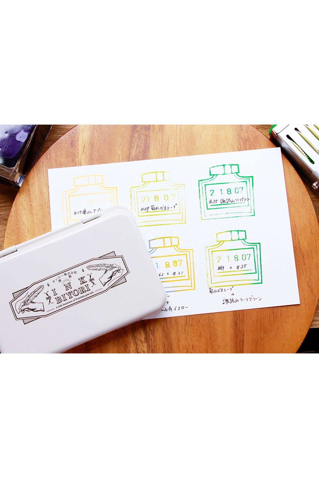 ミニツク|お気に入りインクでハンコが押せる　ＩＮＫ　ＢＩＹＯＲＩ　スタンプ台|多色遣いすれば自分だけの配色スタンプになります。